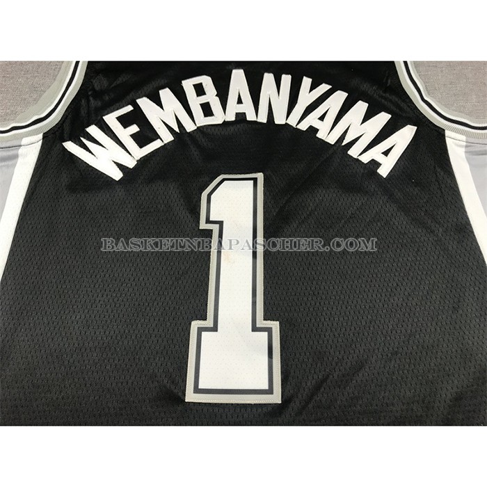 Maillot San Antonio Spurs Victor Wembanyama NO 1 Icon 2022-23 Noir